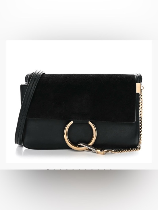 Chloe Handbags - Chloé Faye Small Leather & Suede Crossbody Shoulder Bag Black Gold, ‼️MSRP $1390